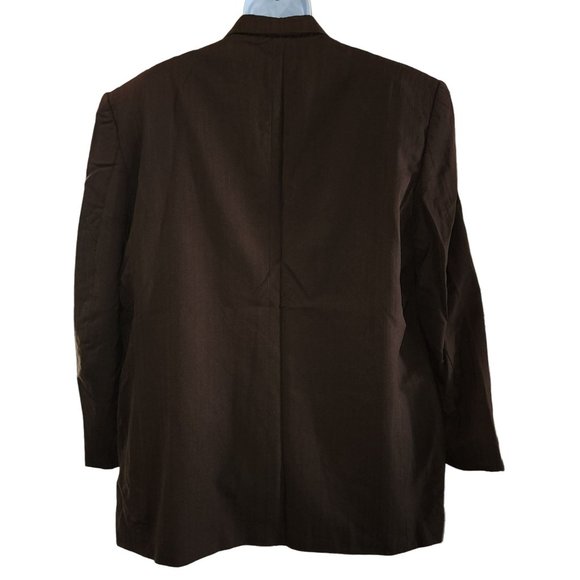 Men's Stephen Geoffrey 100% Worsted Wool Brown Striped Blazer Tux Jacket 48R - Picture 2 of 8